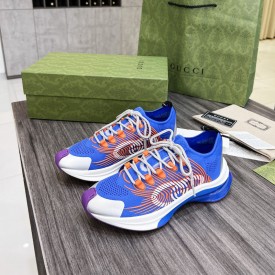 Gucci Run sneaker Blue and orange GG technical knit fabric