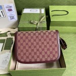 Gucci Horsebit 1955 small bag burgundy GG canvas