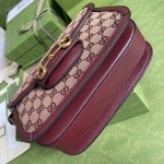 Gucci Horsebit 1955 small bag burgundy GG canvas