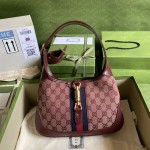 Gucci Jackie 1961 small shoulder bag burgundy GG canvas