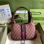 Gucci Jackie 1961 small shoulder bag burgundy GG canvas