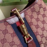 Gucci Jackie 1961 small shoulder bag burgundy GG canvas