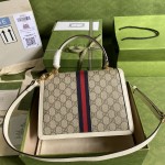 Gucci Ophidia small top handle bag with Web white ‎651055