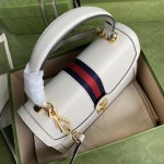 Gucci Ophidia small top handle bag with White leather ‎651055