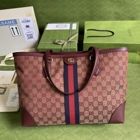 Gucci Ophidia medium tote with Web burgundy GG canvas