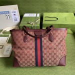 Gucci Ophidia medium tote with Web burgundy GG canvas