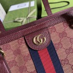 Gucci Ophidia medium tote with Web burgundy GG canvas