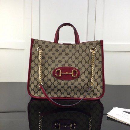 Gucci 1955 Horsebit Large Tote Bag Red