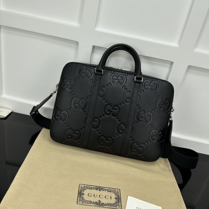 Gucci Jumbo GG Briefcase Black jumbo GG leather ‎658573