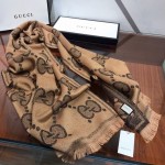 Gucci jumbo GG jacquard wool silk scarf