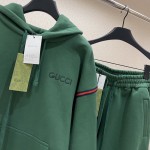 Gucci Cotton Jersey Hooded Sweatshirt Tracksuit Green 768444