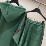 Gucci Cotton Jersey Hooded Sweatshirt Tracksuit Green 768444