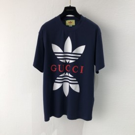 adidas x Gucci cotton jersey T-shirt Blue