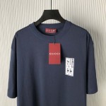 Gucci Cotton jersey T-shirt with Gucci print Navy ‎784361