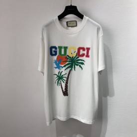 Gucci Cotton jersey T-shirt with Gucci palms