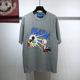 Donald Duck print cotton linen T-shirt Grey