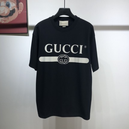 Gucci Oversize T-shirt with Gucci Logo Black 457095