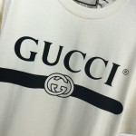 Gucci Oversize T-shirt with Gucci Logo Ivory 457095