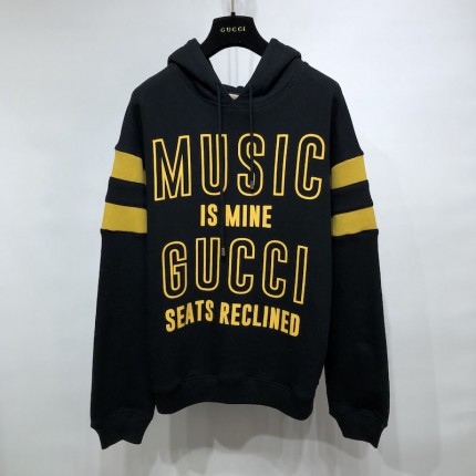 Gucci 100 cotton hoodies black / yellow