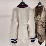 Gucci Cable wool knit cardigan with Web ‎763373