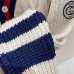 Gucci Cable wool knit cardigan with Web ‎763373