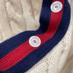 Gucci Cable wool knit cardigan with Web ‎763373