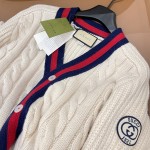 Gucci Cable wool knit cardigan with Web ‎763373