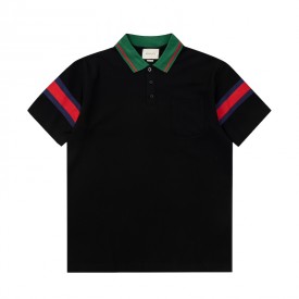 Gucci Cotton jersey polo shirt ‎with web 713997 Black