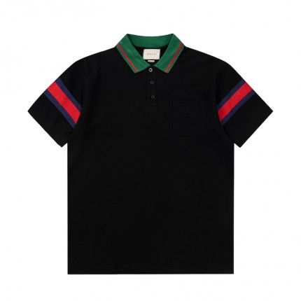 Gucci Cotton jersey polo shirt ‎with web 713997 Black