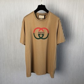 Gucci Cotton jersey printed T-shirt ‎Camel ‎771758