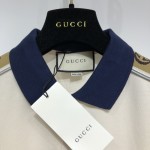 Gucci Cotton polo with Interlocking G stripe White