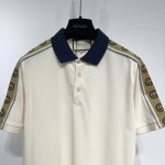 Gucci Cotton polo with Interlocking G stripe White