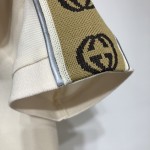 Gucci Cotton polo with Interlocking G stripe White