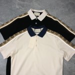 Gucci Cotton polo with Interlocking G stripe White