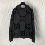 Gucci GG flocked print cotton fleece sweatshirt Black ‎768499