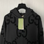 Gucci GG flocked print cotton fleece sweatshirt Black ‎768499