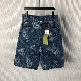 Replica Gucci GG Liquid Hearts Denim Shorts