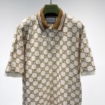 Gucci GG Stretch Cotton Polo Beige