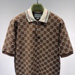 Gucci GG Stretch Cotton Polo Brown