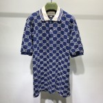 Gucci GG Stretch Cotton Polo Blue