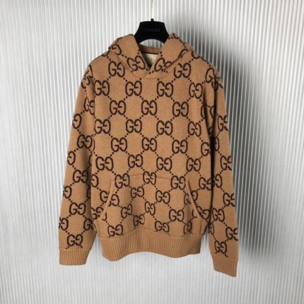 Gucci GG wool hooded sweatshirt Camel ‎770582