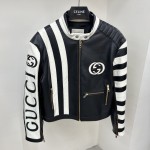 Gucci Goat leather biker jacket with Gucci script