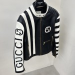 Gucci Goat leather biker jacket with Gucci script