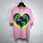 Gucci Interlocking G heart T-Shirt Pink