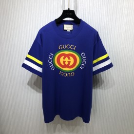 Replica Gucci Cotton jersey T-shirt Blue