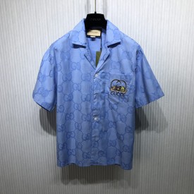 Replica Gucci Jumbo GG cotton jacquard bowling shirt