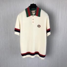 Replica Gucci Knit cotton polo with Web