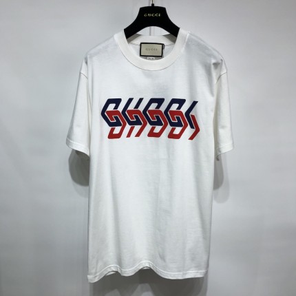 Gucci Cotton jersey T-shirt with Gucci mirror print white