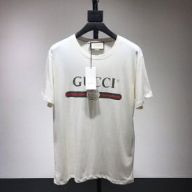 Gucci Oversize washed T-shirt with Gucci logo White