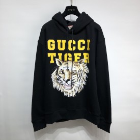 Gucci Tiger Logo cotton sweatshirt Black